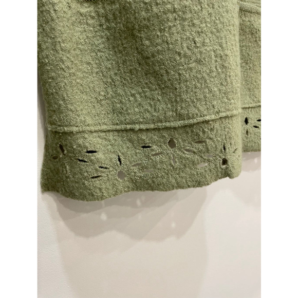 Vintage Rino Rossi Boiled Wool Jacket Cardigan Button Up Floral Cutout Green M - Picture 4 of 16